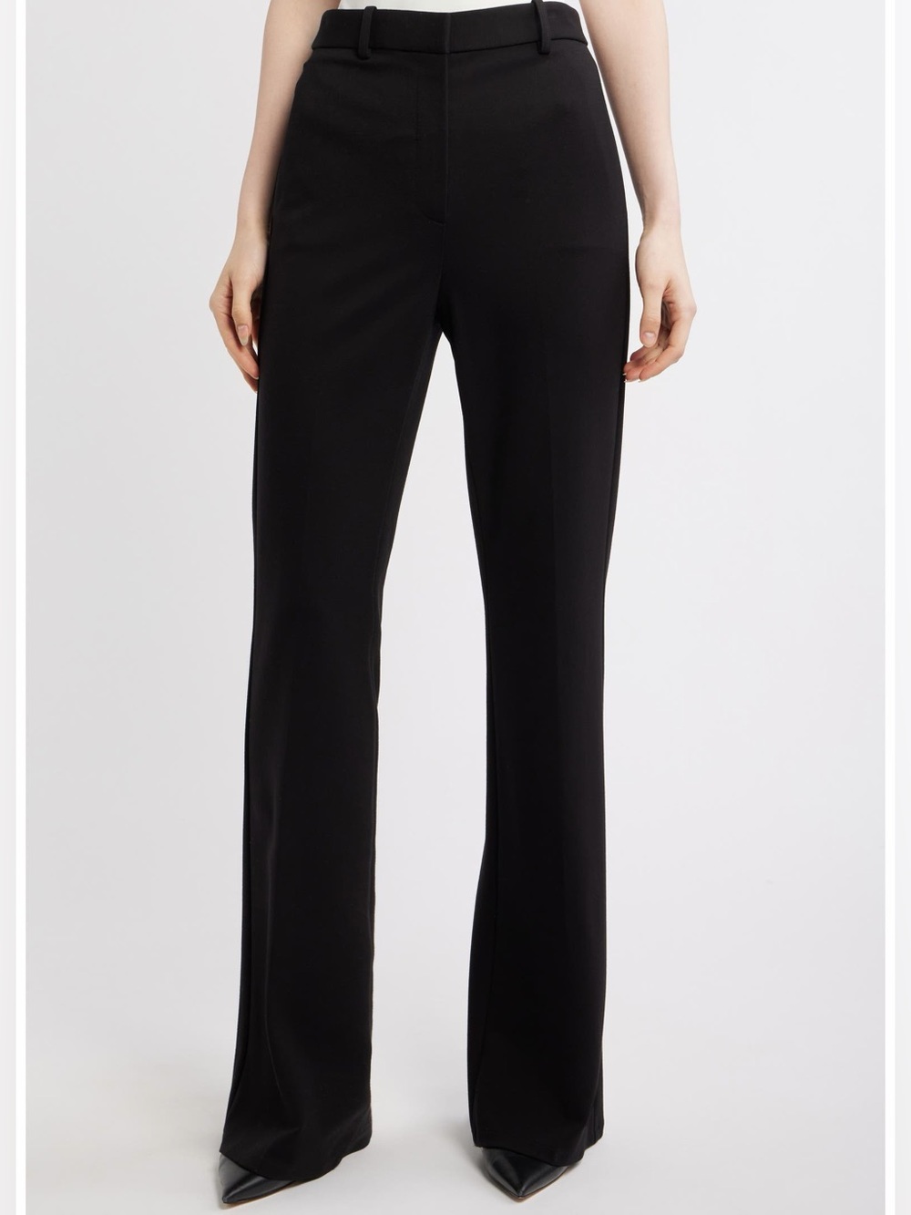 Theory Demitria Pant in Good Wool Flare Pants Black Size 12 Full Length Mid Rise